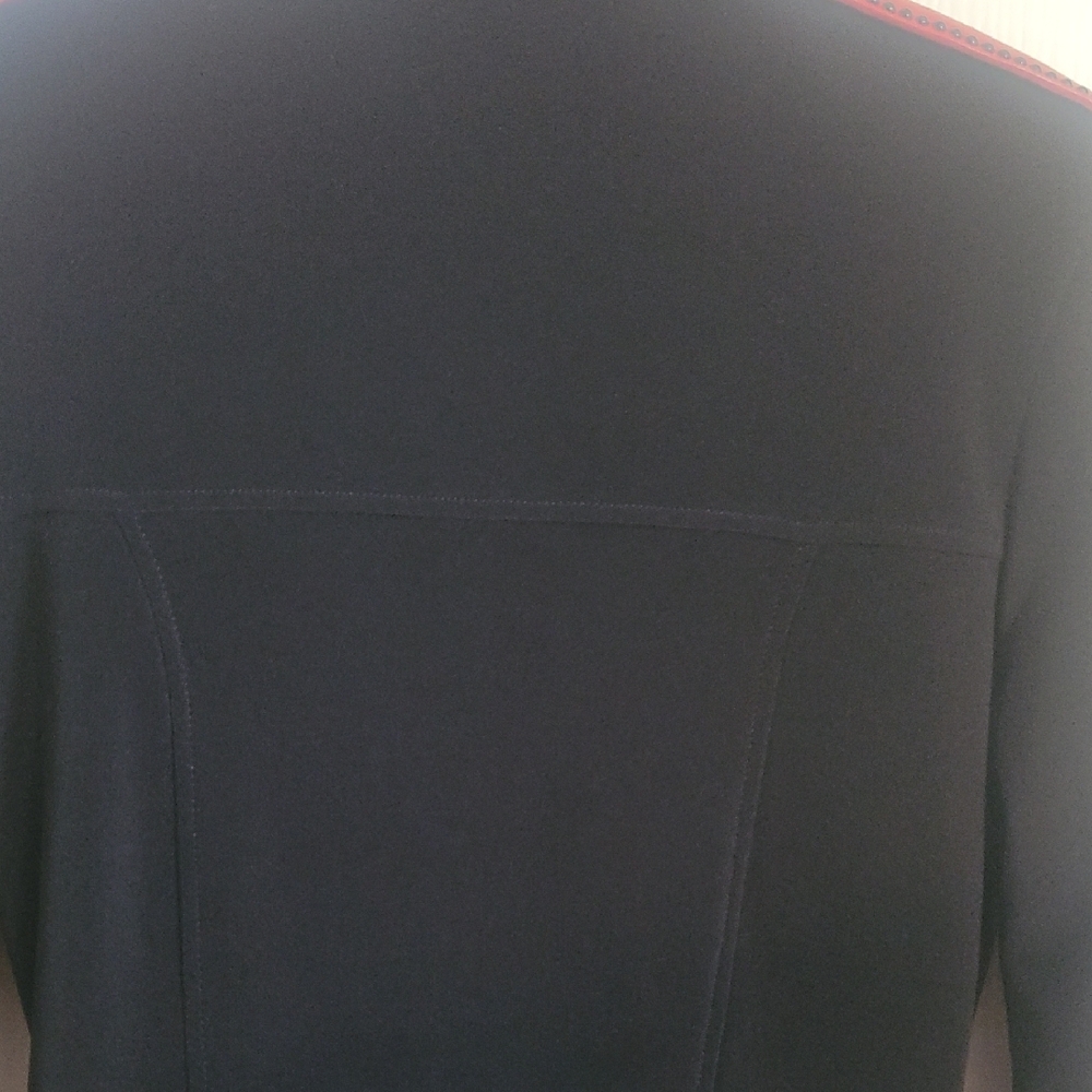 Vintage Chic Black Blazer with Red and Gold Details - Picture 3 of 5